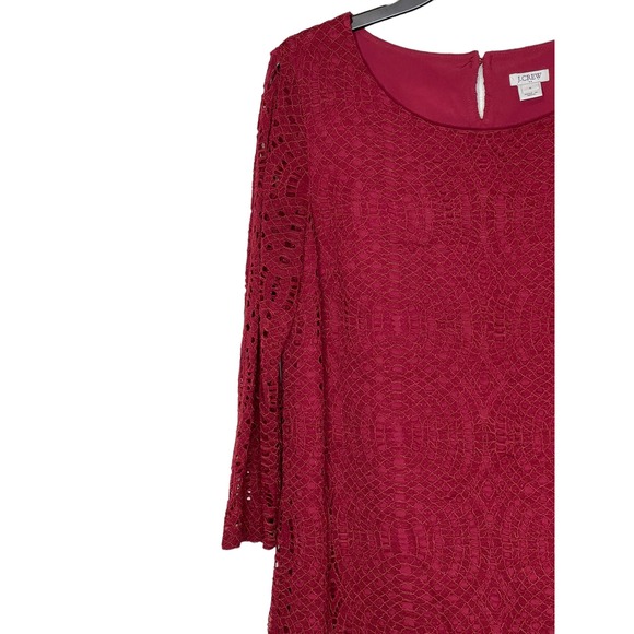 J.Crew Women's Dress Lined lace 3/4 Sleeve Shift Flared Dress Knee Length Red‎ 8 - Picture 5 of 11